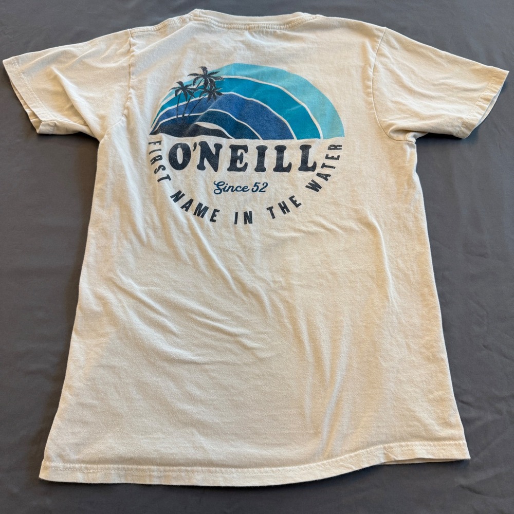 ONeill Mens Modern‎ Fit Graphic T-Shirt Cream Small First Name In The Water Surf